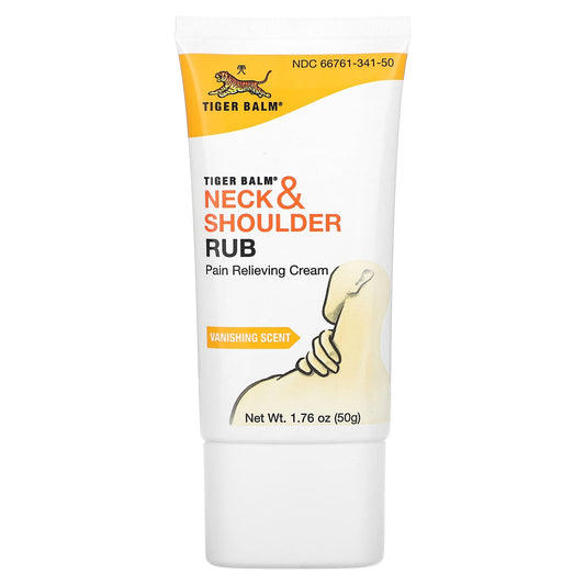 Tiger Balm, Neck & Shoulder Rub, Pain Relieving Cream, Vanishing Scent, 1.76 oz (50 g) - Image 1