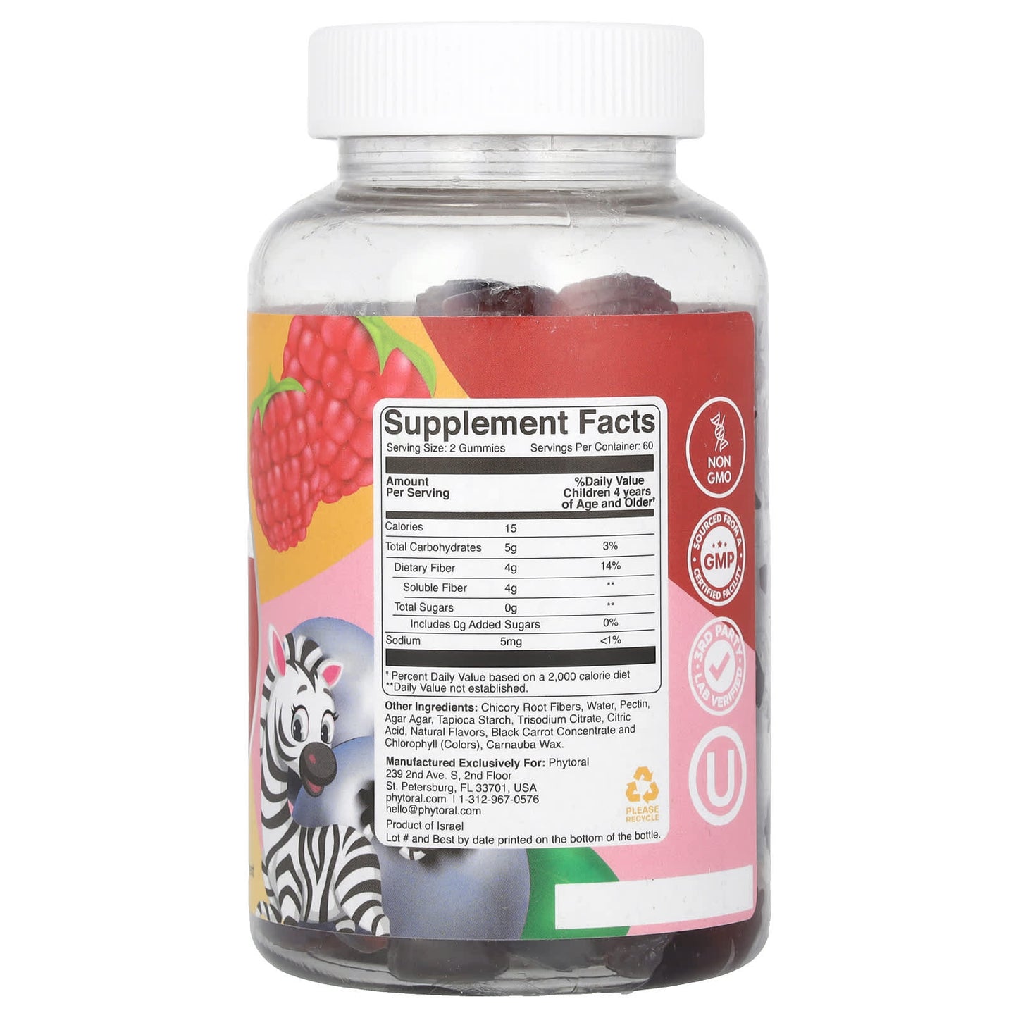 Phytoral, Kids, Fiber Gummies, Mixed Berry, 120 Gummies - Image 2