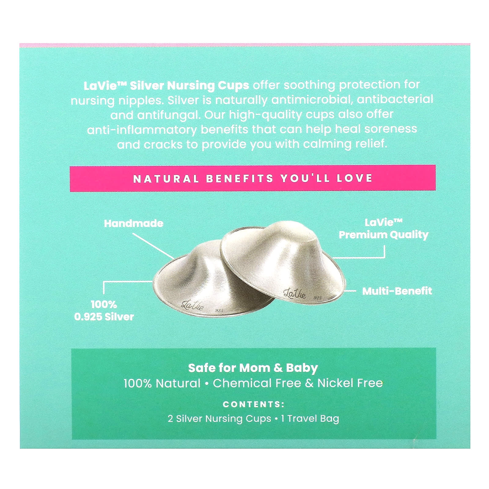 LaVie, Soothing Silver Nursing Cups, Healing Tool, Size 1, 3 Piece Set - Image 2