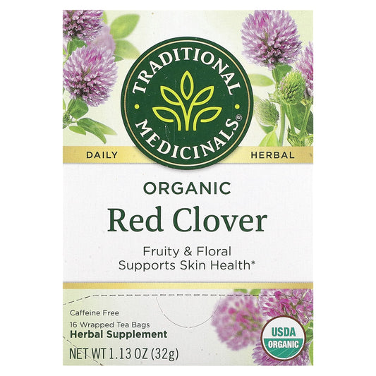 Traditional Medicinals, Organic Red Clover, Caffeine Free, 16 Wrapped Tea Bags, 1.13 oz (32 g) - Image 1
