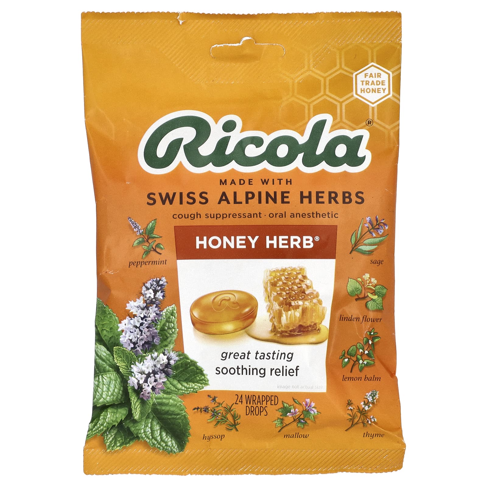 Ricola, Honey Herb®, 24 Wrapped Drops - Image 1