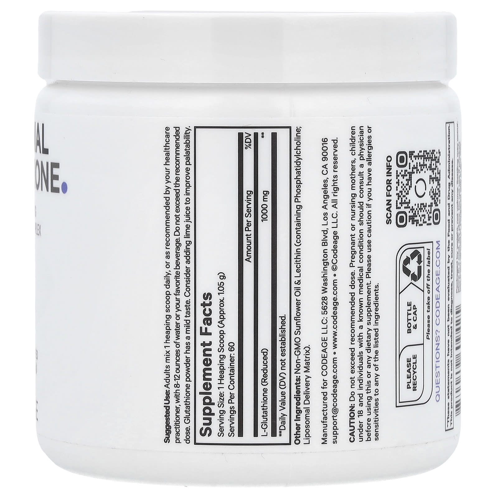Liposomal Glutathione Powder by CodeAge - Boost Antioxidants & Energy - Image 2