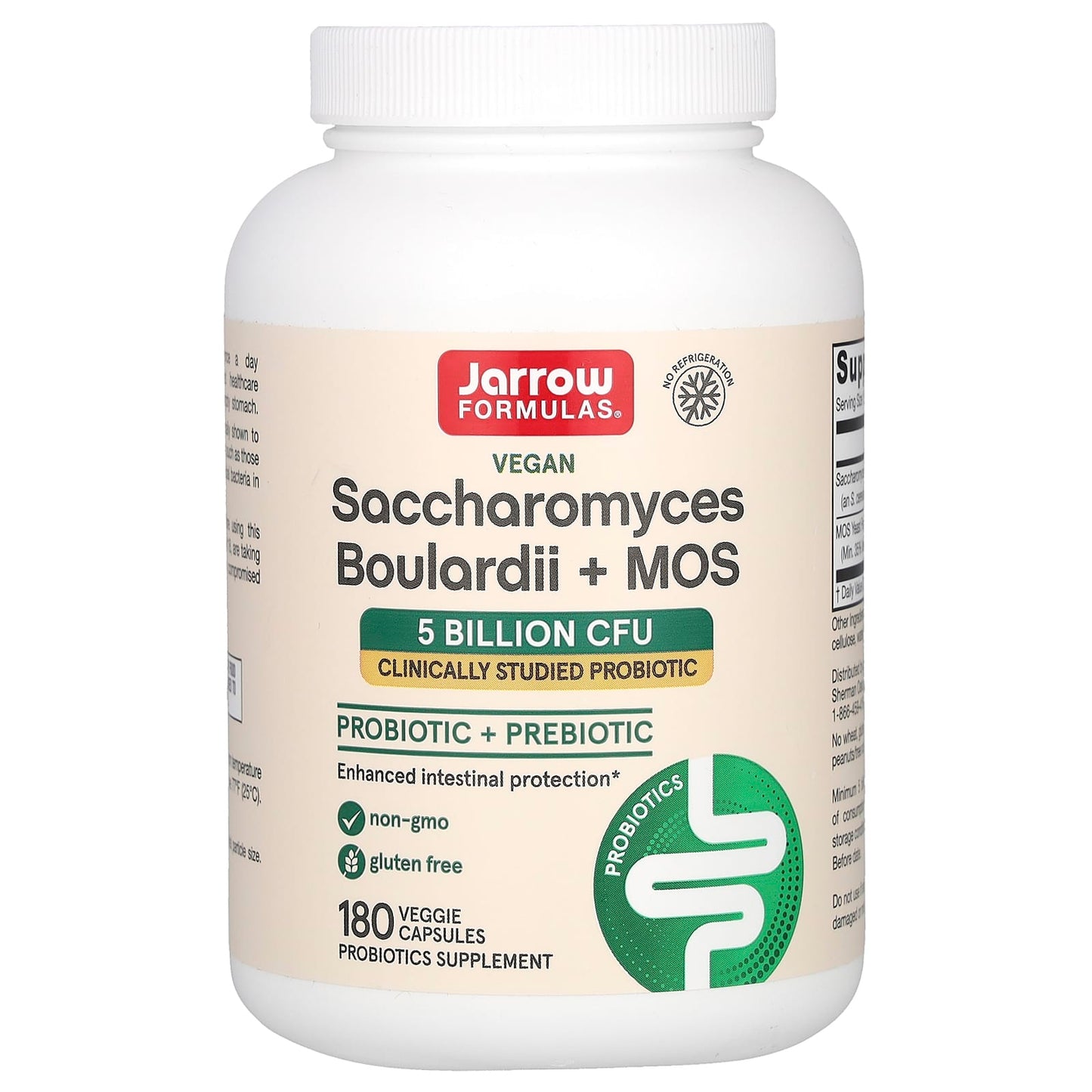 Jarrow Formulas Vegan Probiotic Saccharomyces Boulardii + MOS 180 Capsules - Image 1