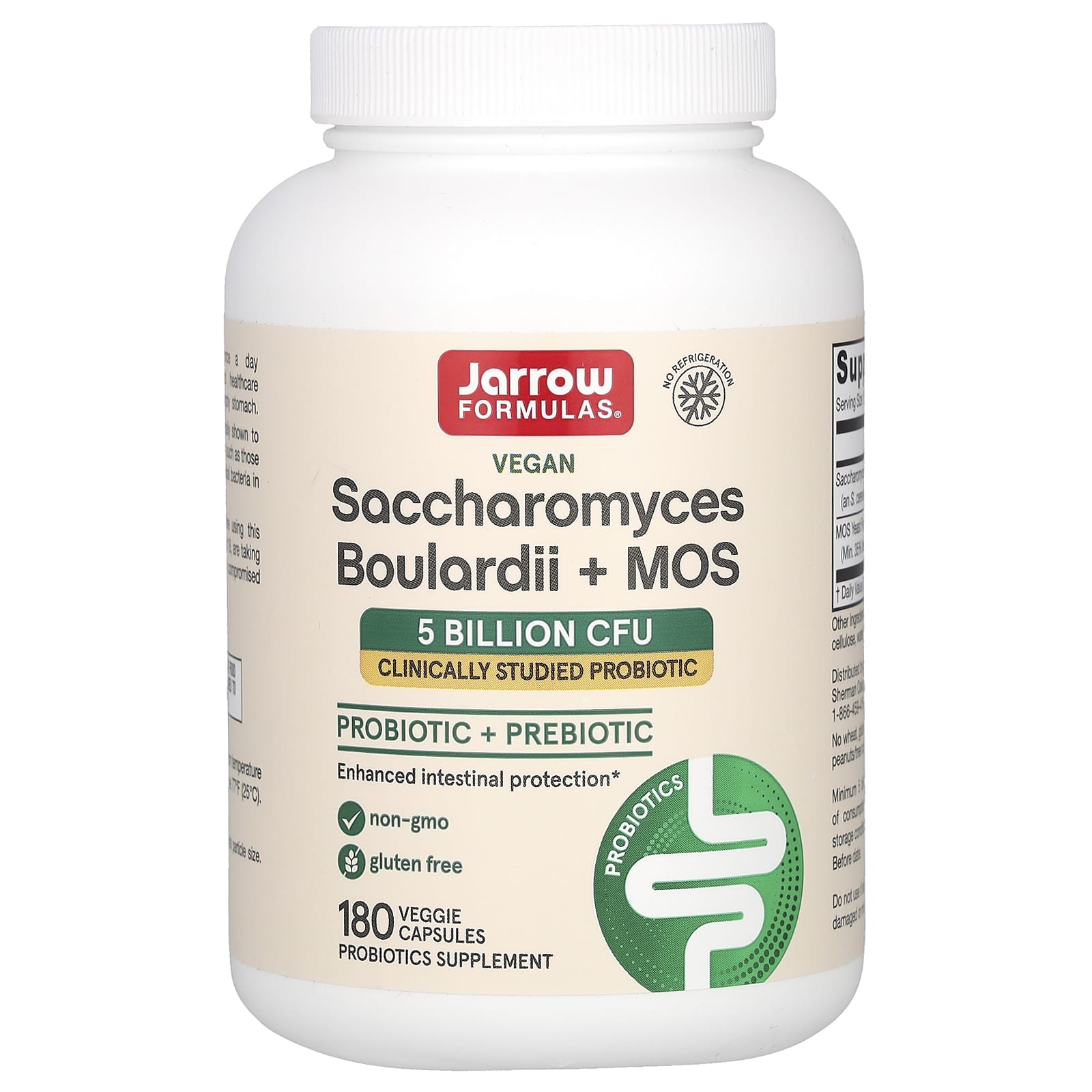 Jarrow Formulas Vegan Probiotic Saccharomyces Boulardii + MOS 180 Capsules - Image 1