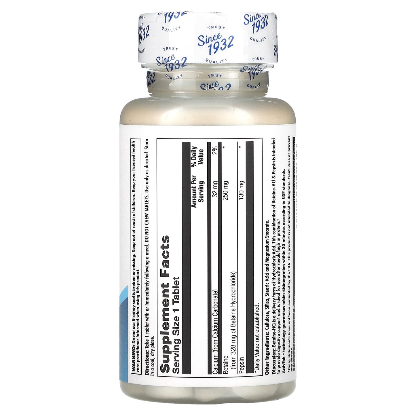 Betaine HCl+ Digestive Support Supplement, 100 Tablets by KAL - Image 2