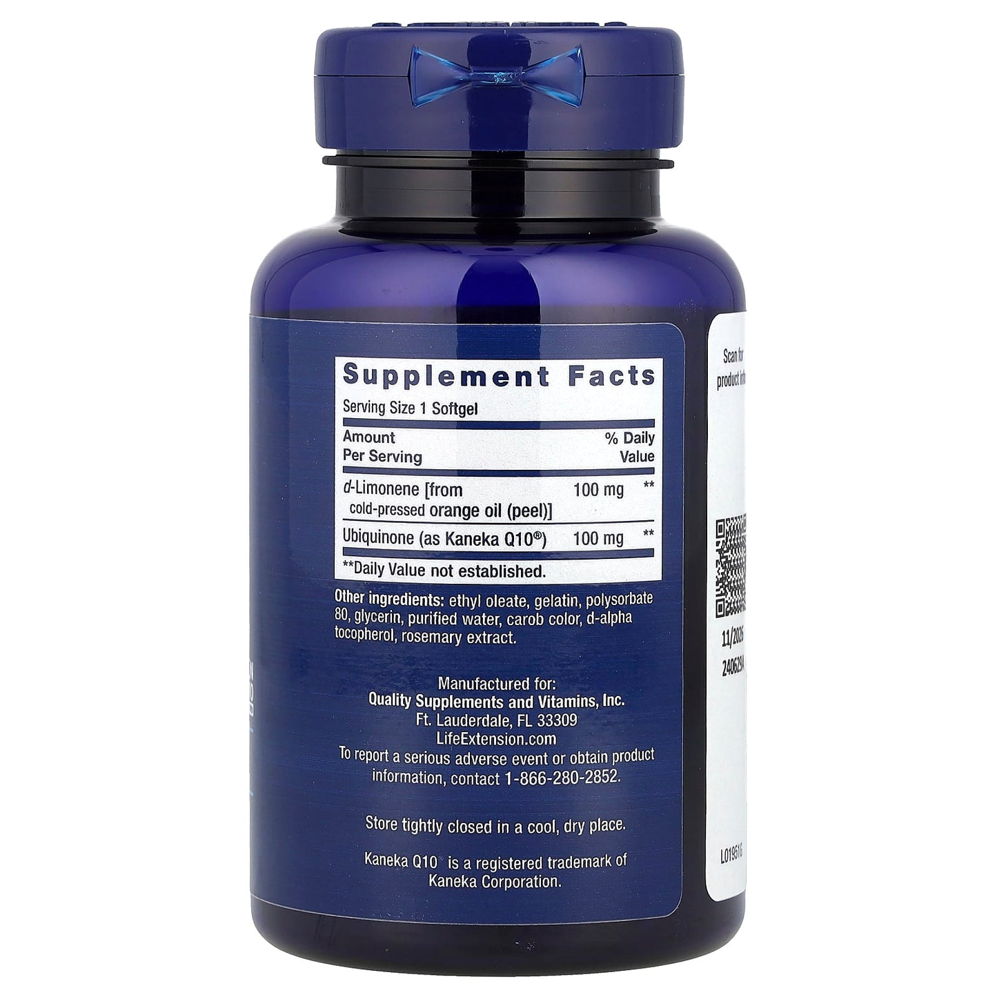 Life Extension, CoQ10 (Ubiquinone) with d-Limonene, 100 mg, 60 Softgels - Image 2