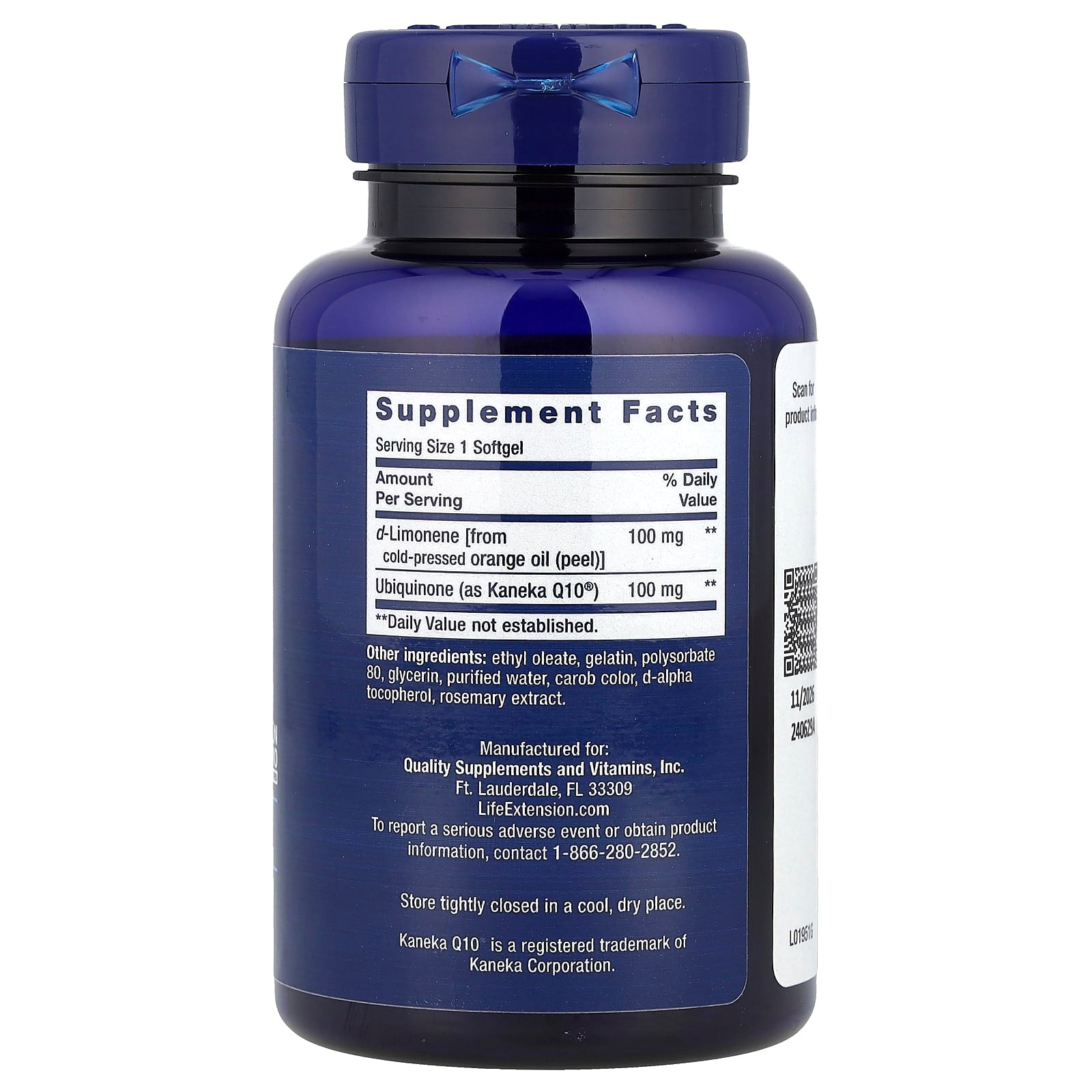Life Extension, CoQ10 (Ubiquinone) with d-Limonene, 100 mg, 60 Softgels - Image 2