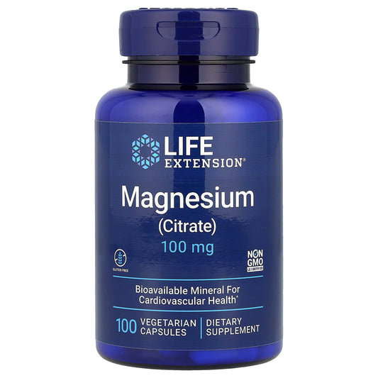 Life Extension, Magnesium (Citrate), 100 mg, 100 Vegetarian Capsules - Image 1