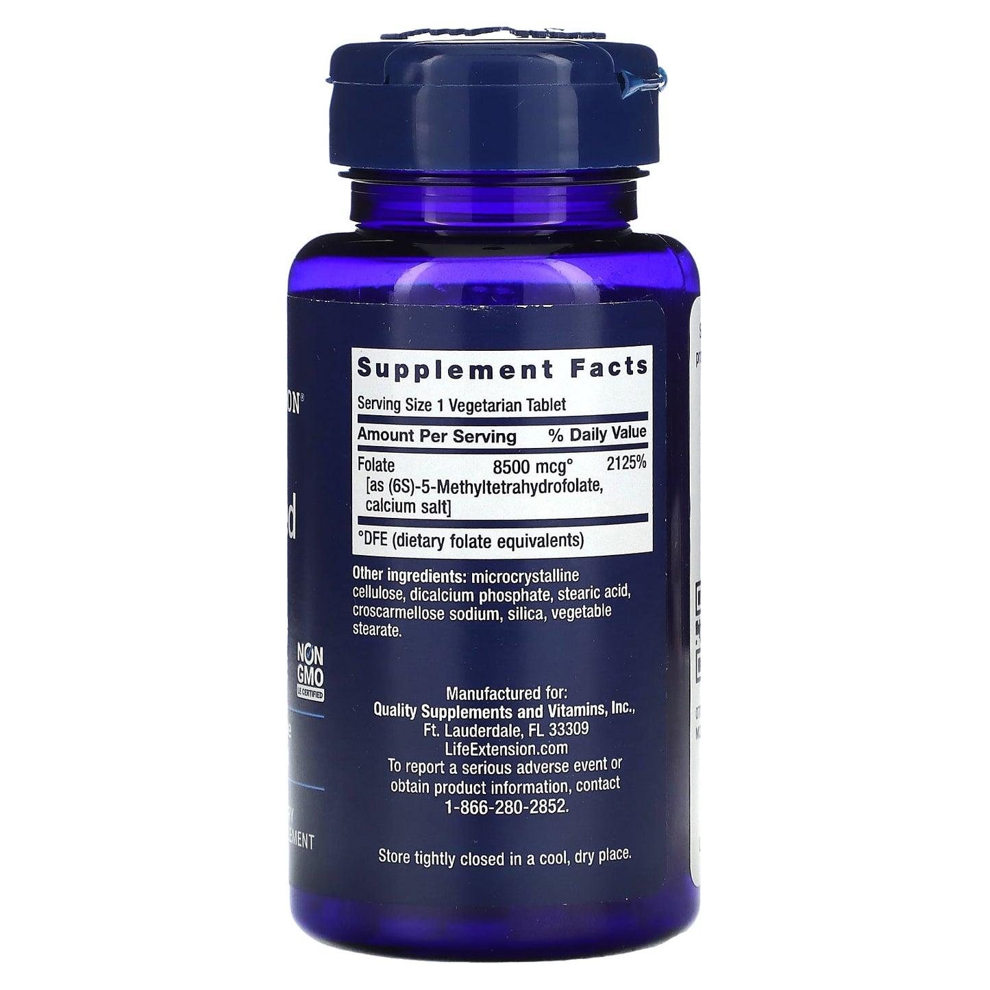 Life Extension, High Potency Optimized Folate, 8,500 mcg DFE, 30 Vegetarian Tablets - Image 2