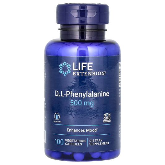 Life Extension, D, L-Phenylalanine, 500 mg, 100 Vegetarian Capsules - Image 1