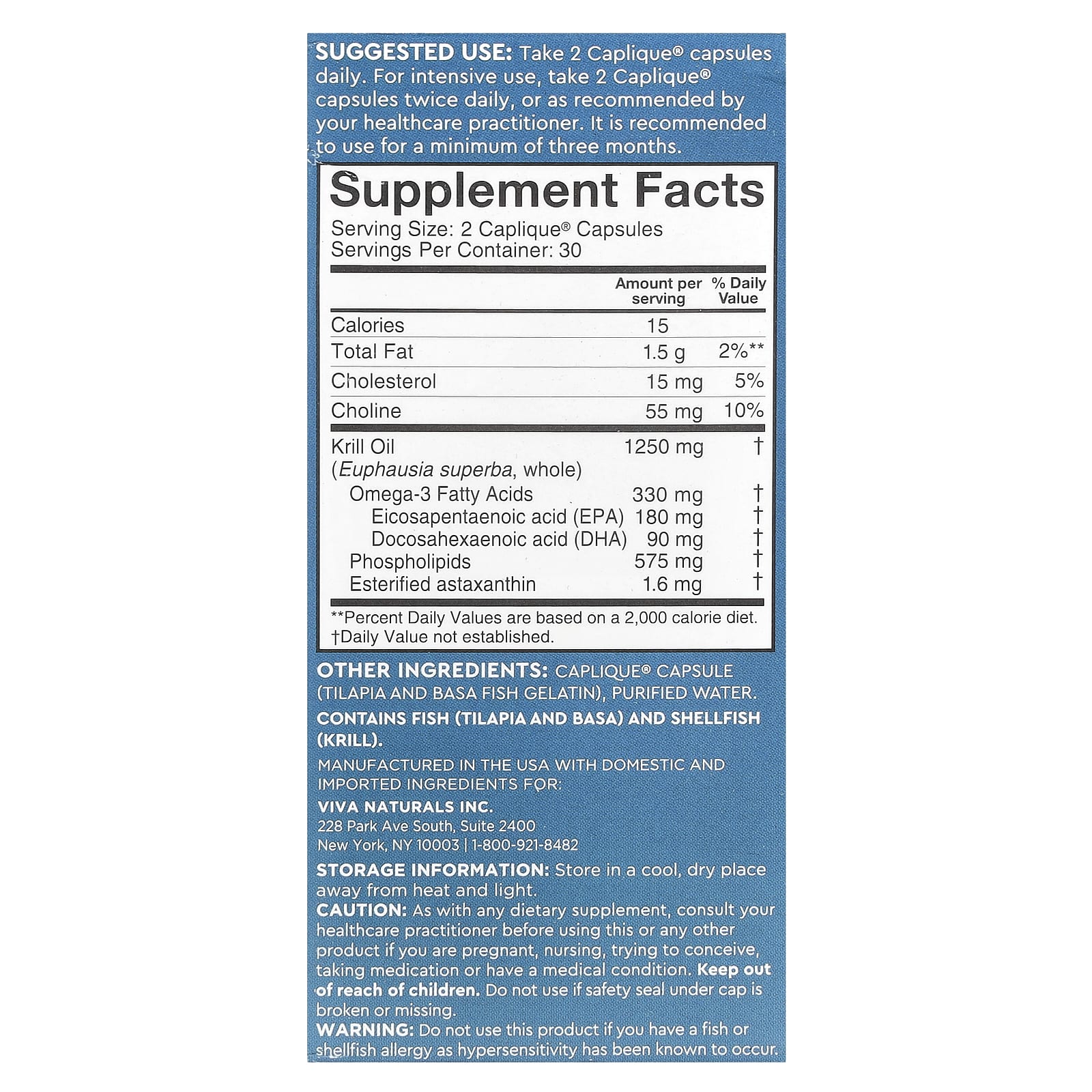 Viva Naturals, Antarctic Krill Oil with Astaxanthin, 60 Caplique® Capsules - Image 2