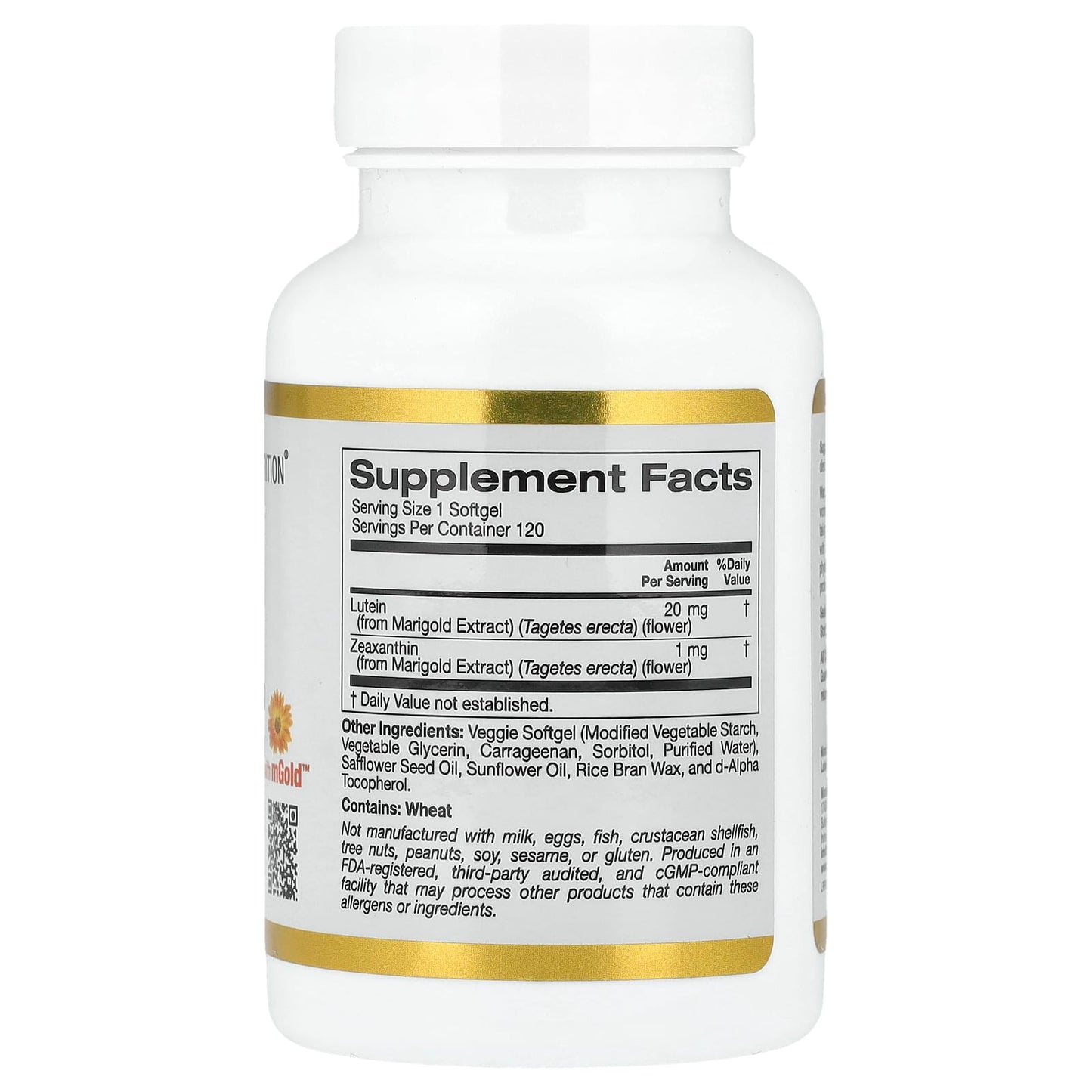 California Gold Nutrition, Lutein with Zeaxanthin from Marigold Extract, 20 mg, 120 Veggie Softgels