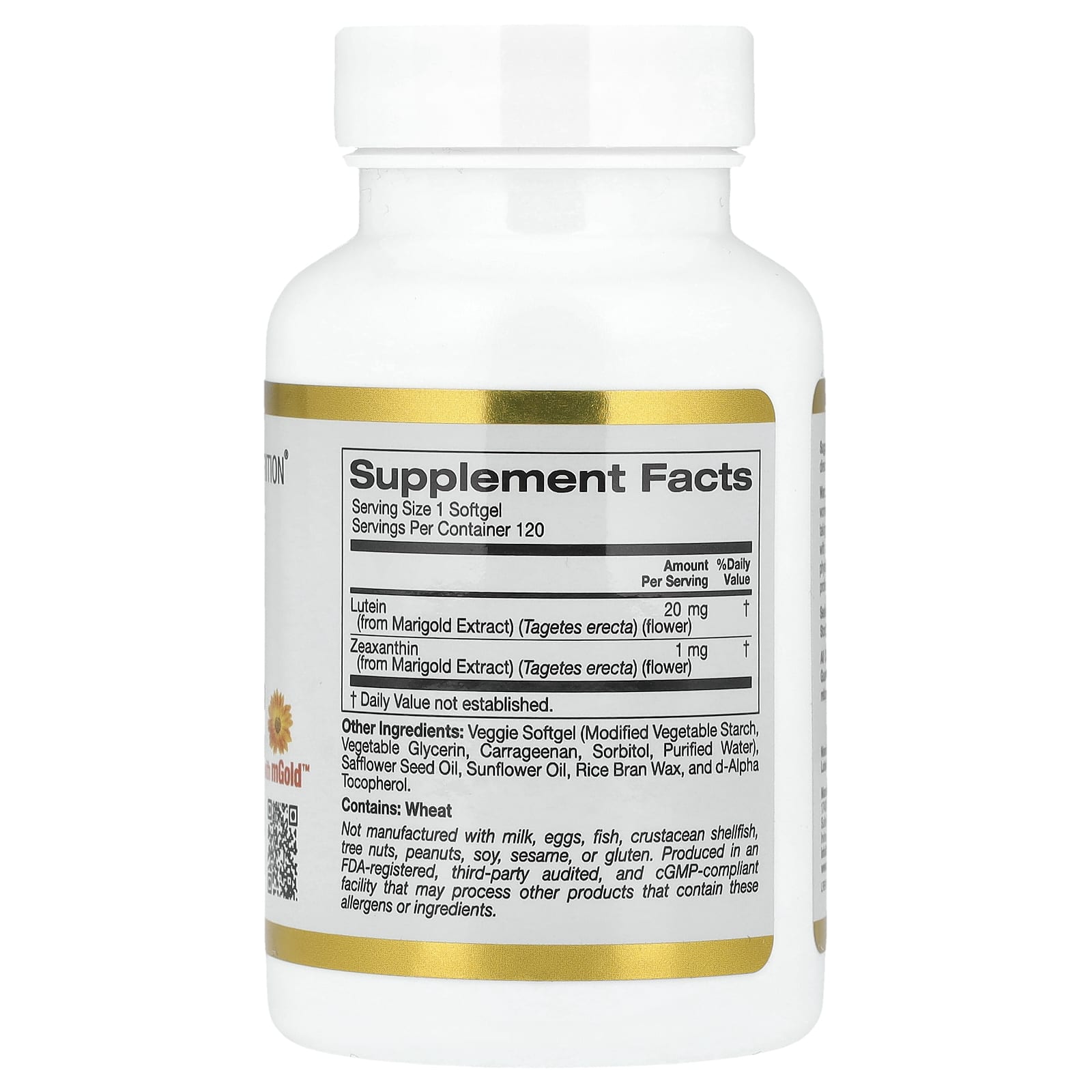California Gold Nutrition, Lutein with Zeaxanthin from Marigold Extract, 20 mg, 120 Veggie Softgels