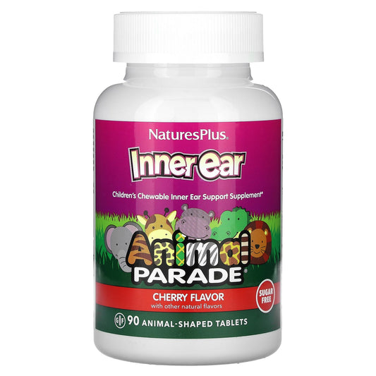 NaturesPlus, Animal Parade, Inner Ear, Children's Chewable, Cherry, 90 Animal-Shaped Tablets - Image 1