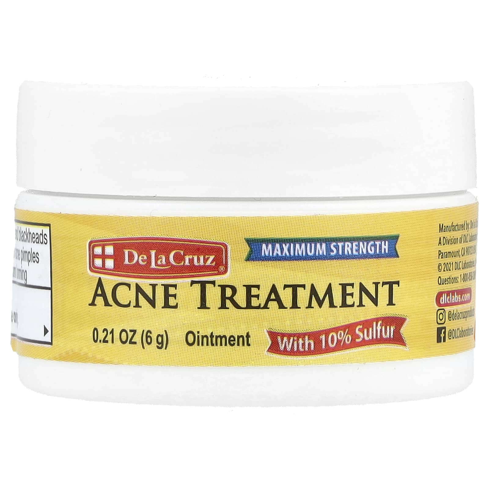 De La Cruz Acne Treatment Ointment with Sulfur 10% Maximum Strength 0.21 oz - Image 1