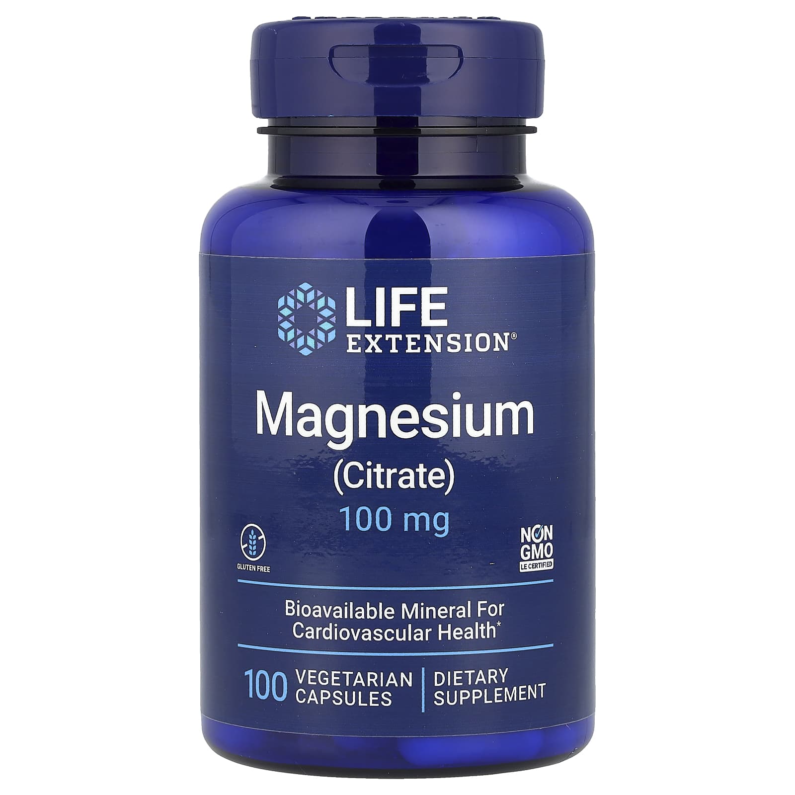 Life Extension, Magnesium (Citrate), 100 mg, 100 Vegetarian Capsules - Image 1