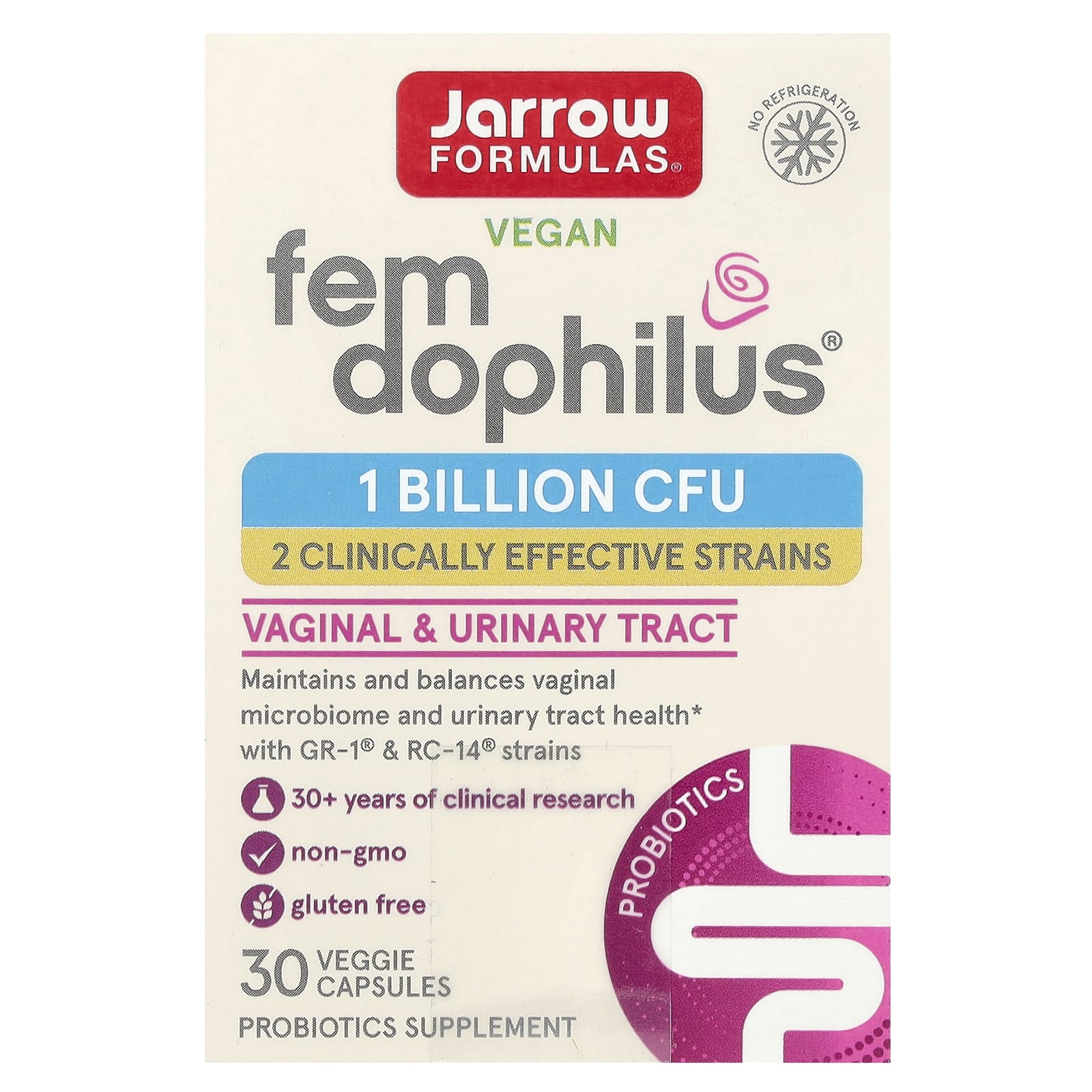 Vegan Probiotics for Women's Health - Jarrow Formulas Fem Dophilus - Image 1