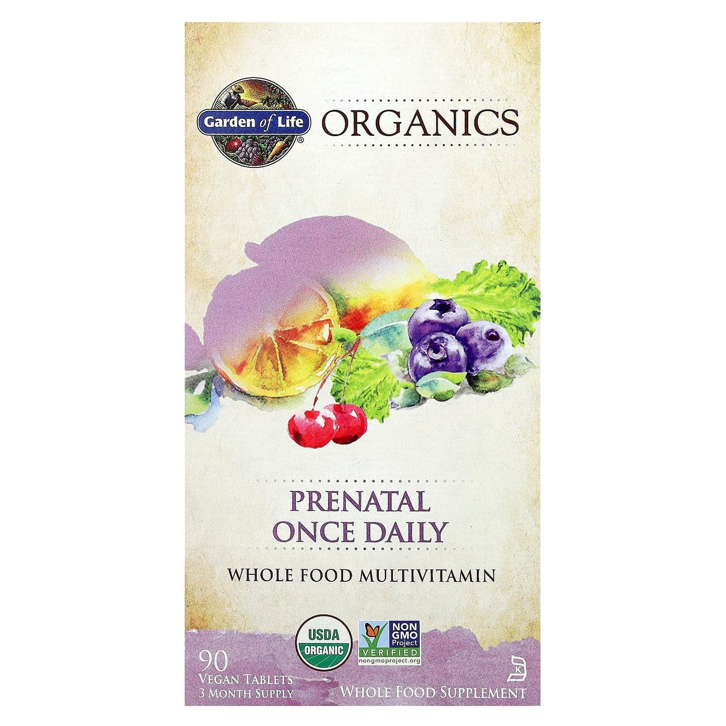 Garden of Life USDA Organic Prenatal Multivitamin - 90 Vegan Tablets - Image 1