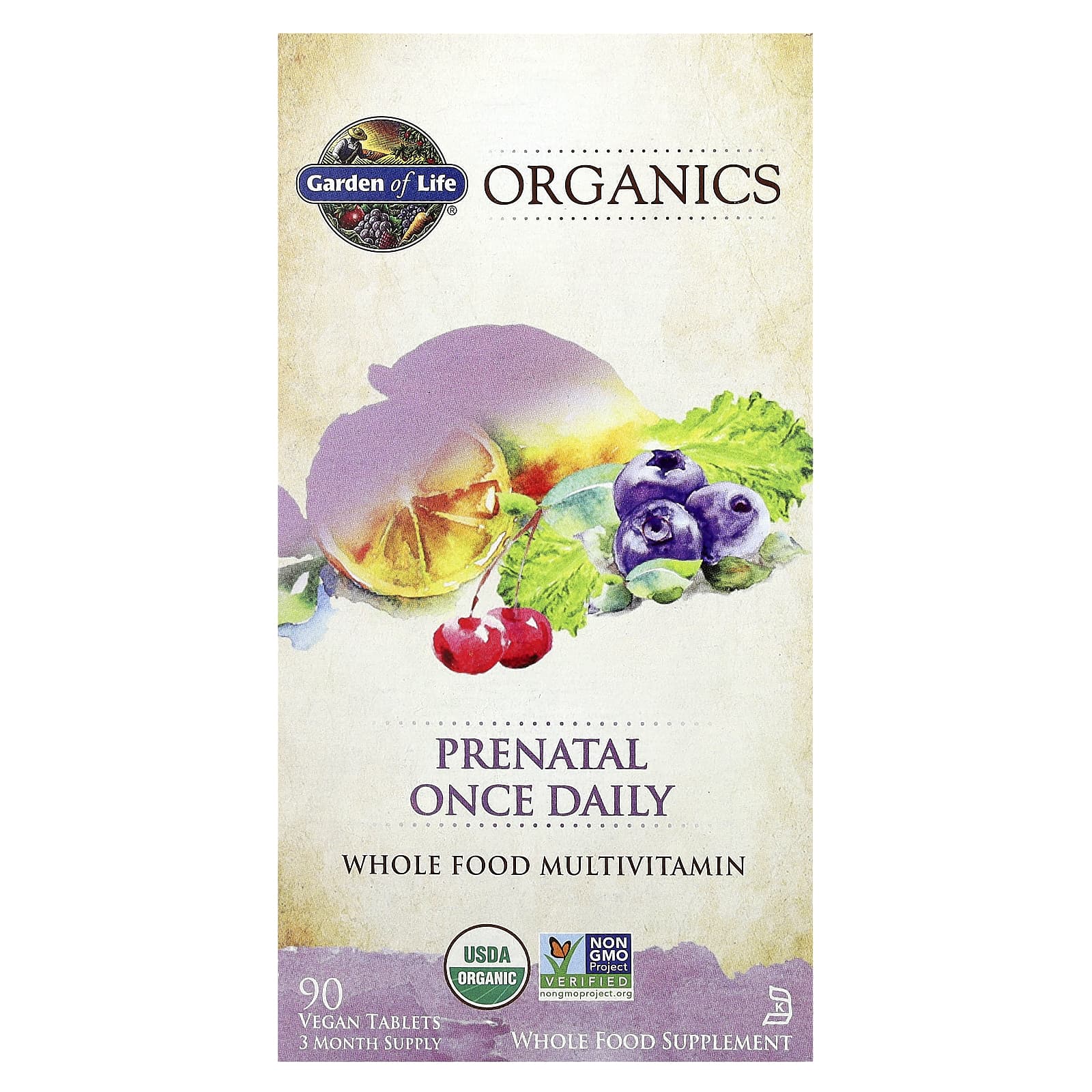 Garden of Life USDA Organic Prenatal Multivitamin - 90 Vegan Tablets - Image 1