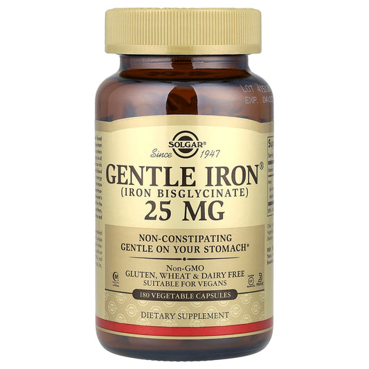 Solgar, Gentle Iron®, 25 mg, 180 Vegetable Capsules - Image 1