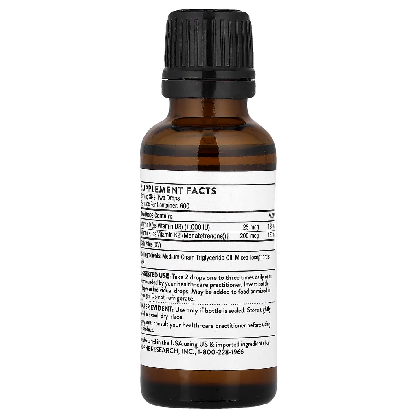 Thorne, Vitamin D + K2, 1 fl oz (30 ml) - Image 2