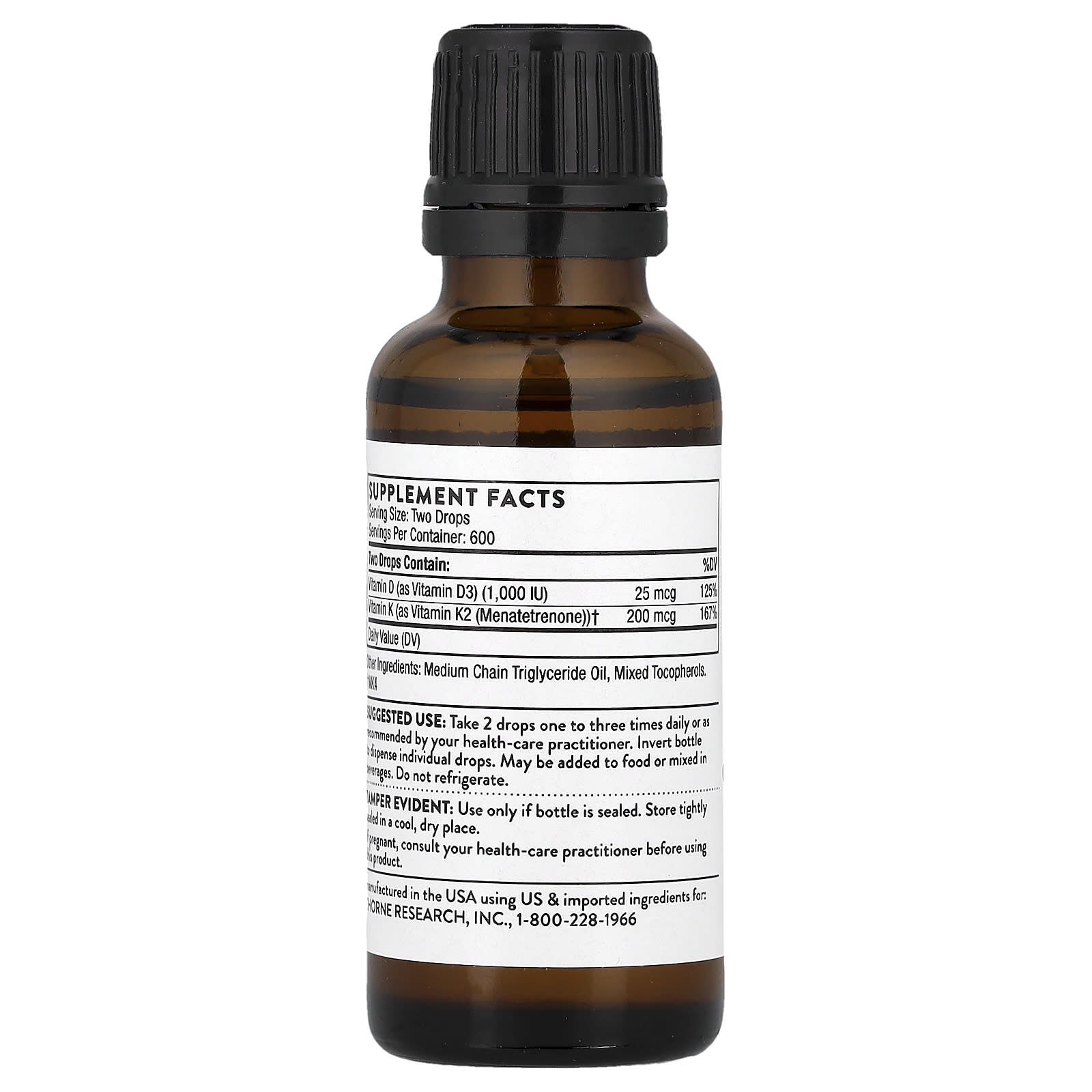 Thorne, Vitamin D + K2, 1 fl oz (30 ml) - Image 2