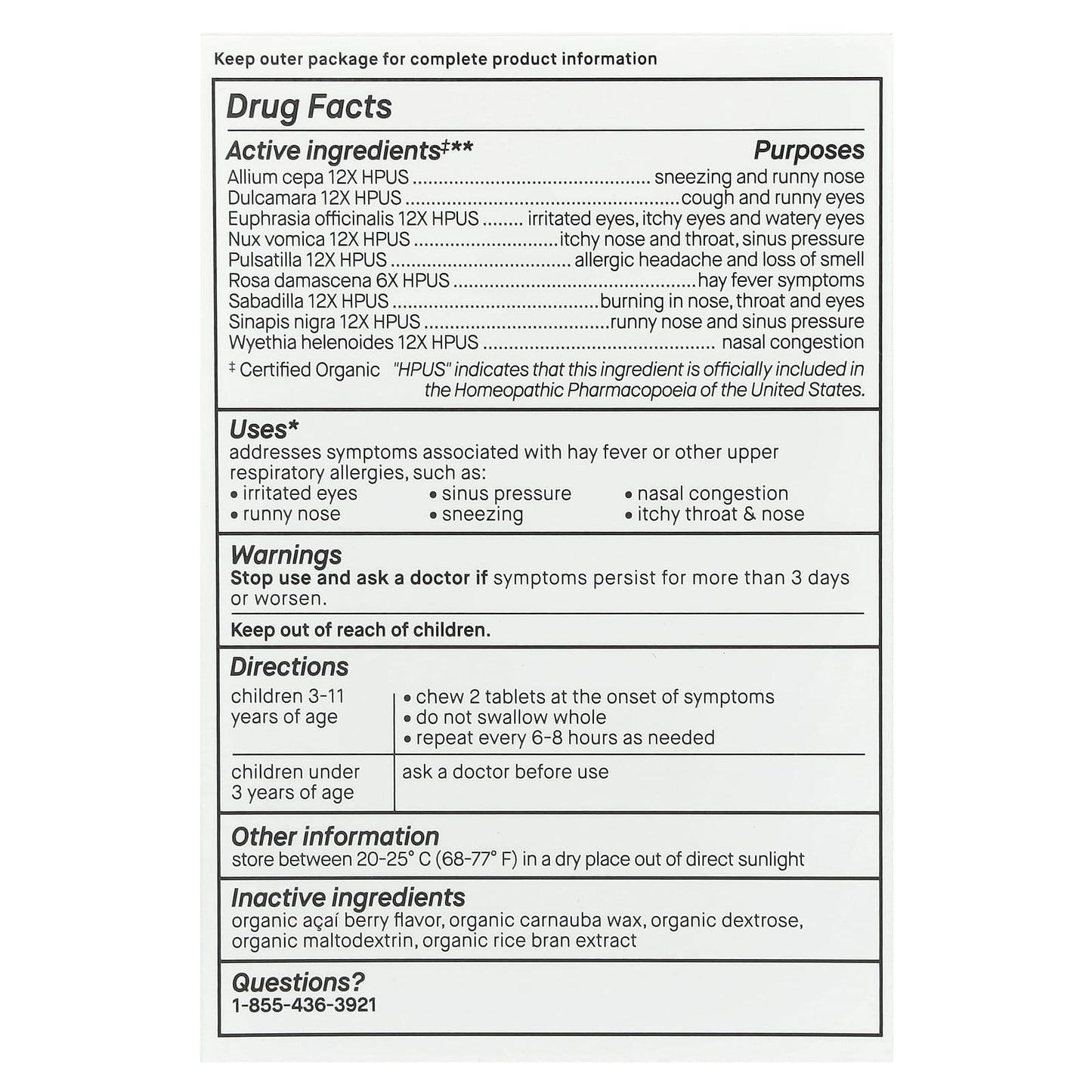Genexa Organic Allergy Care for Kids, USDA Certified, 60 Chewable Tablets - Image 2