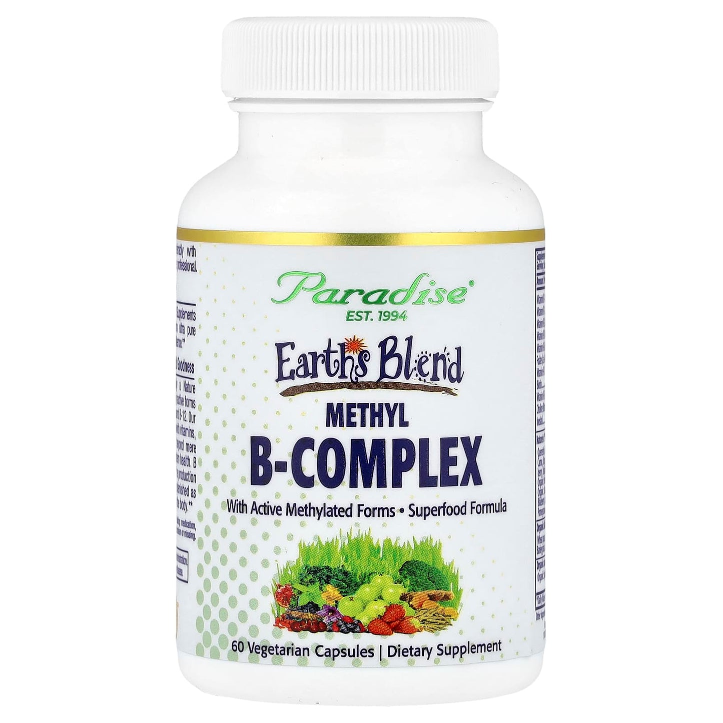 Paradise Herbs, Earth's Blend, Methyl B-Complex, 60 Vegetarian Capsules - Image 1