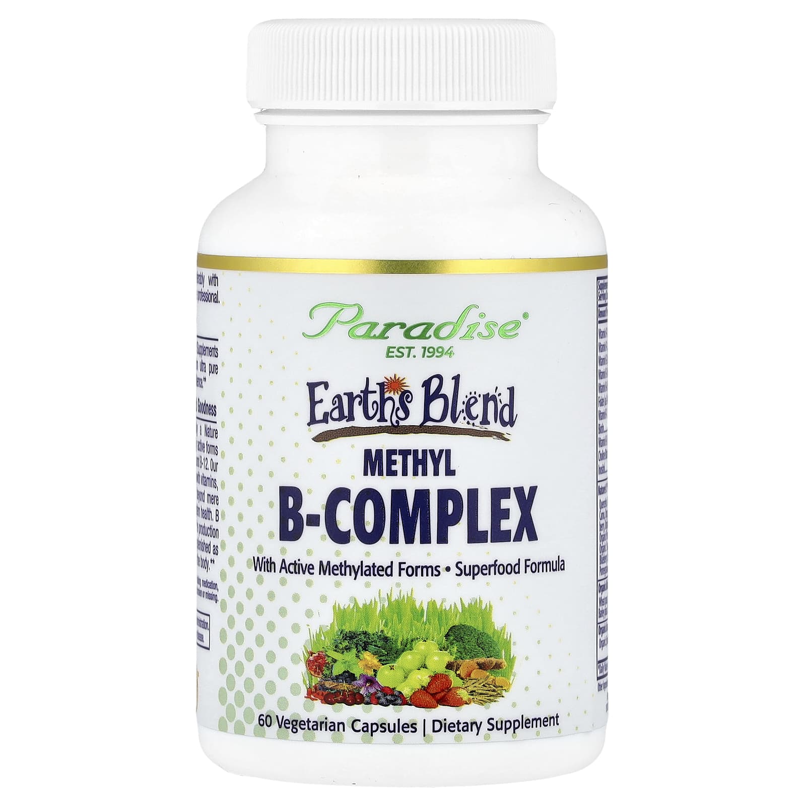 Paradise Herbs, Earth's Blend, Methyl B-Complex, 60 Vegetarian Capsules - Image 1