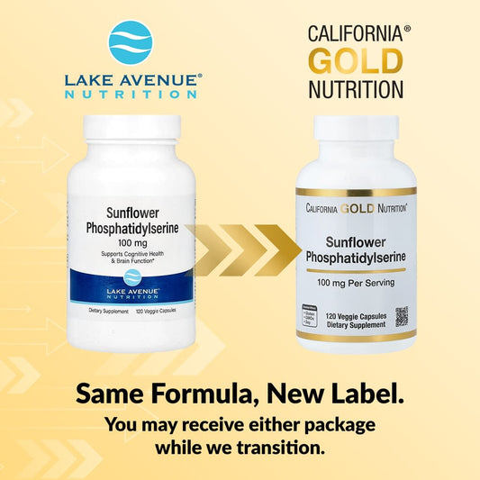Sunflower Phosphatidylserine Supplement by California Gold Nutrition, 100mg, 120 Capsules - Image 1