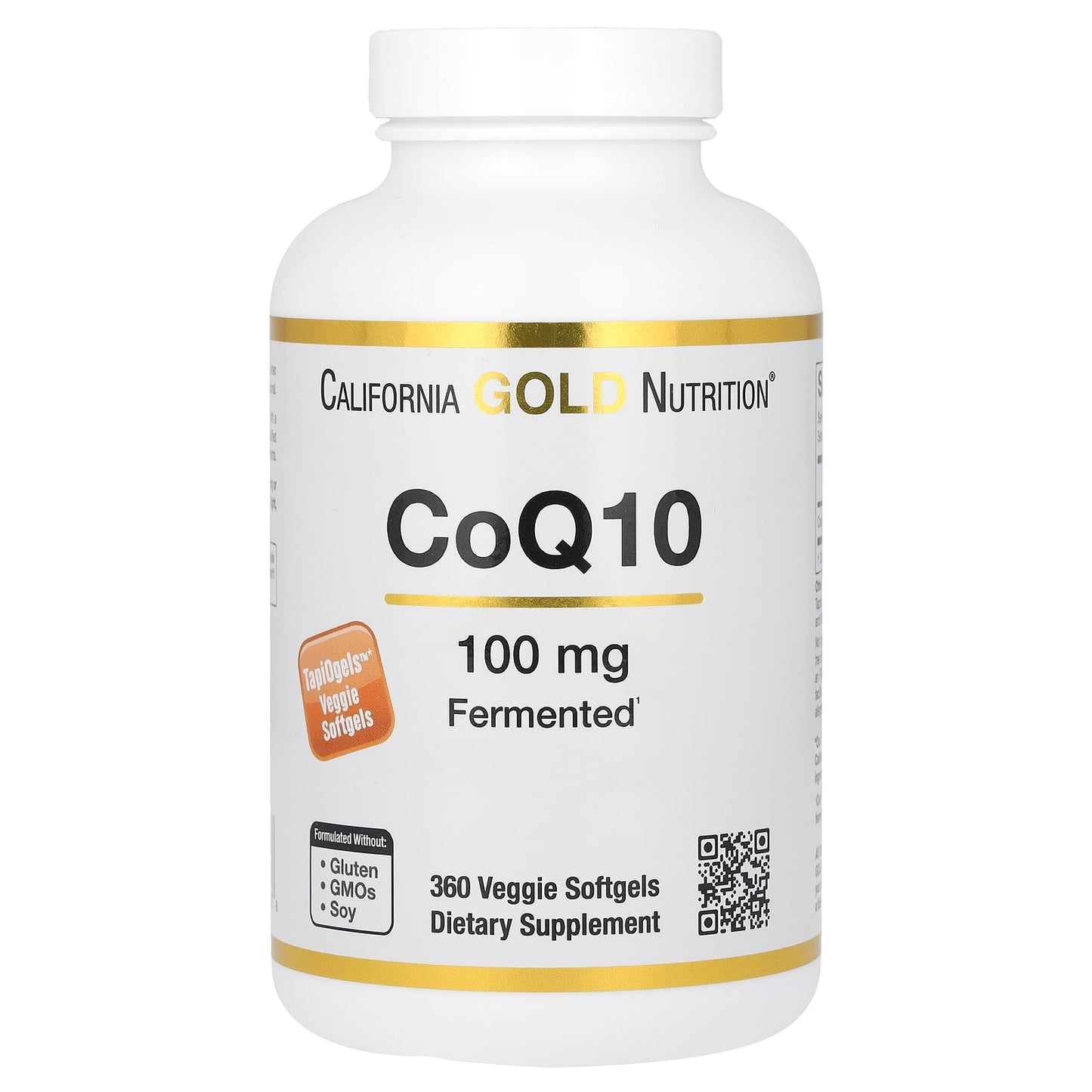 California Gold Nutrition CoQ10, Ubiquinone USP, 100mg, 360 Veggie Softgels - Image 1