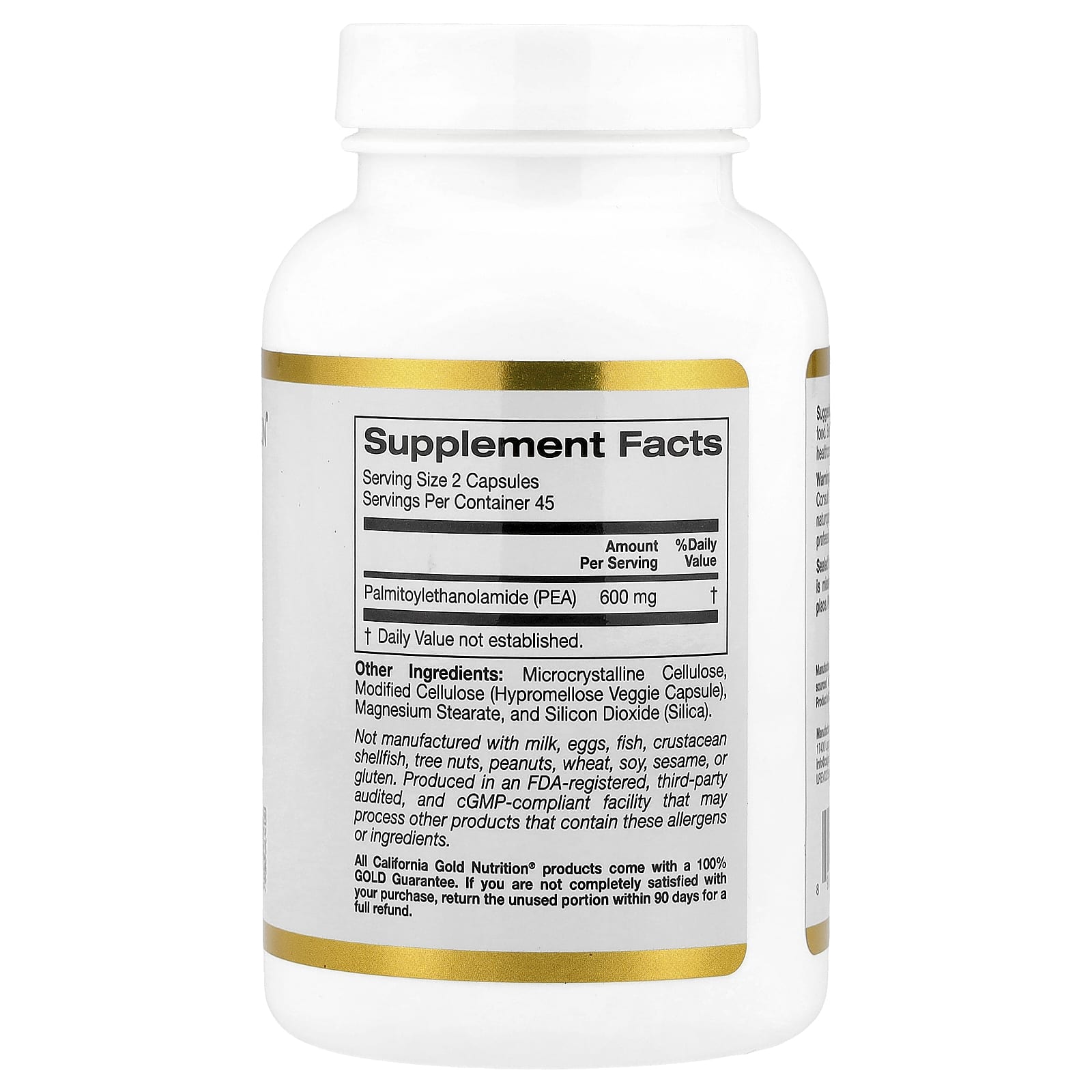 California Gold Nutrition PEA 300mg 90 Veggie Capsules for Pain Relief - Image 2