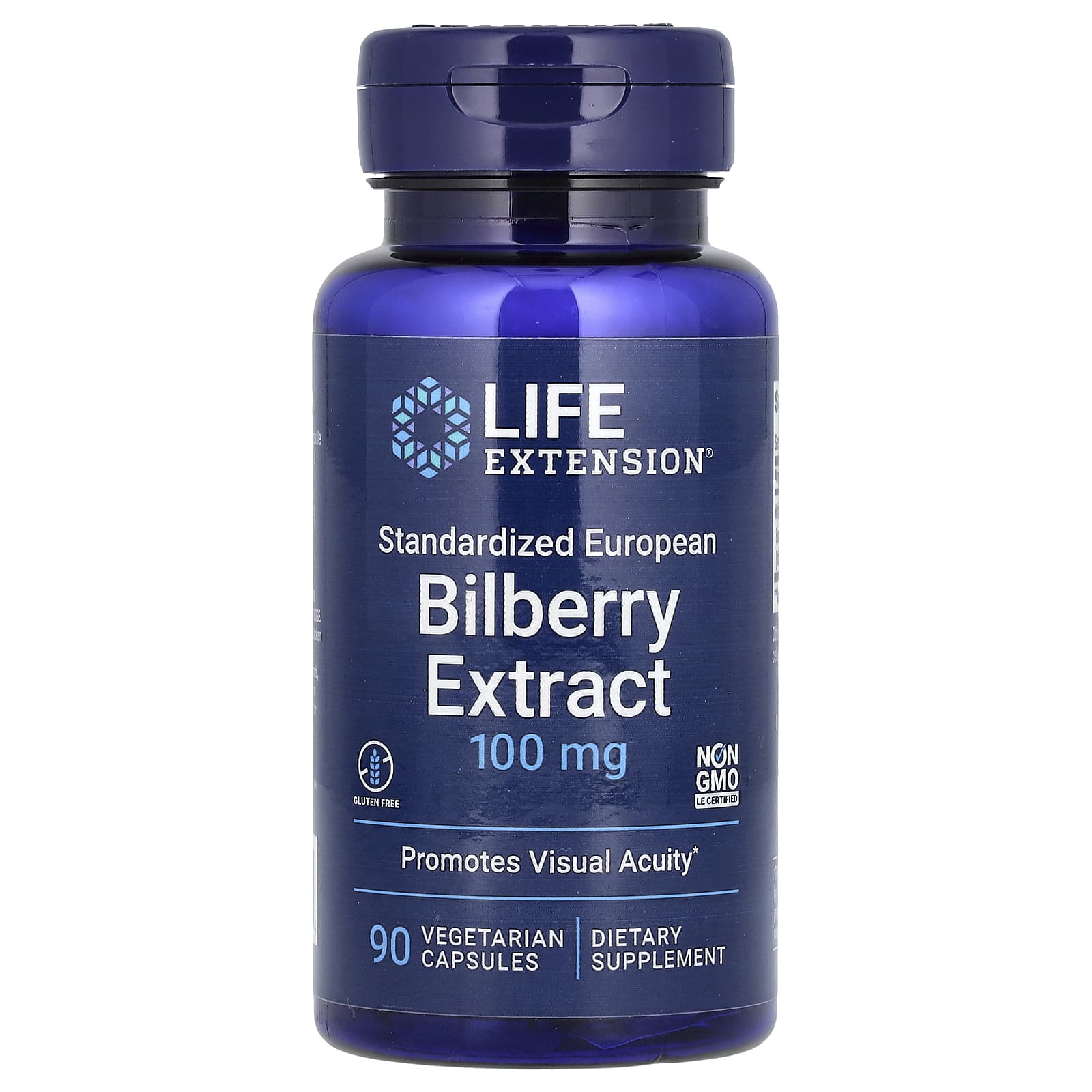 Life Extension, Standardized European Bilberry Extract, 100 mg, 90 Vegetarian Capsules - Image 1