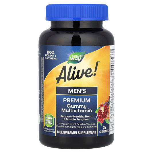 Nature's Way, Alive!® Men's Premium Gummy Multivitamin, Orange, Grape & Cherry, 75 Gummies - Image 1