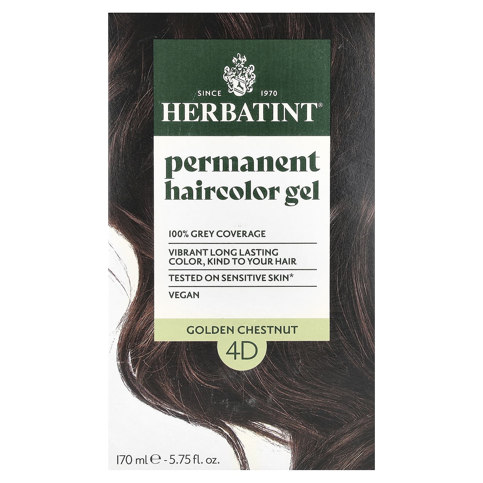 Herbatint Permanent Hair Color Gel, Golden Chestnut, 5.75 oz, 100% Grey Coverage - Image 1