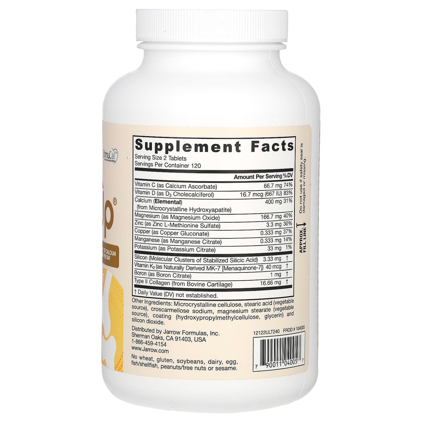 Jarrow Formulas Ultra BoneUp Calcium Supplement, 240 Tablets - Image 2