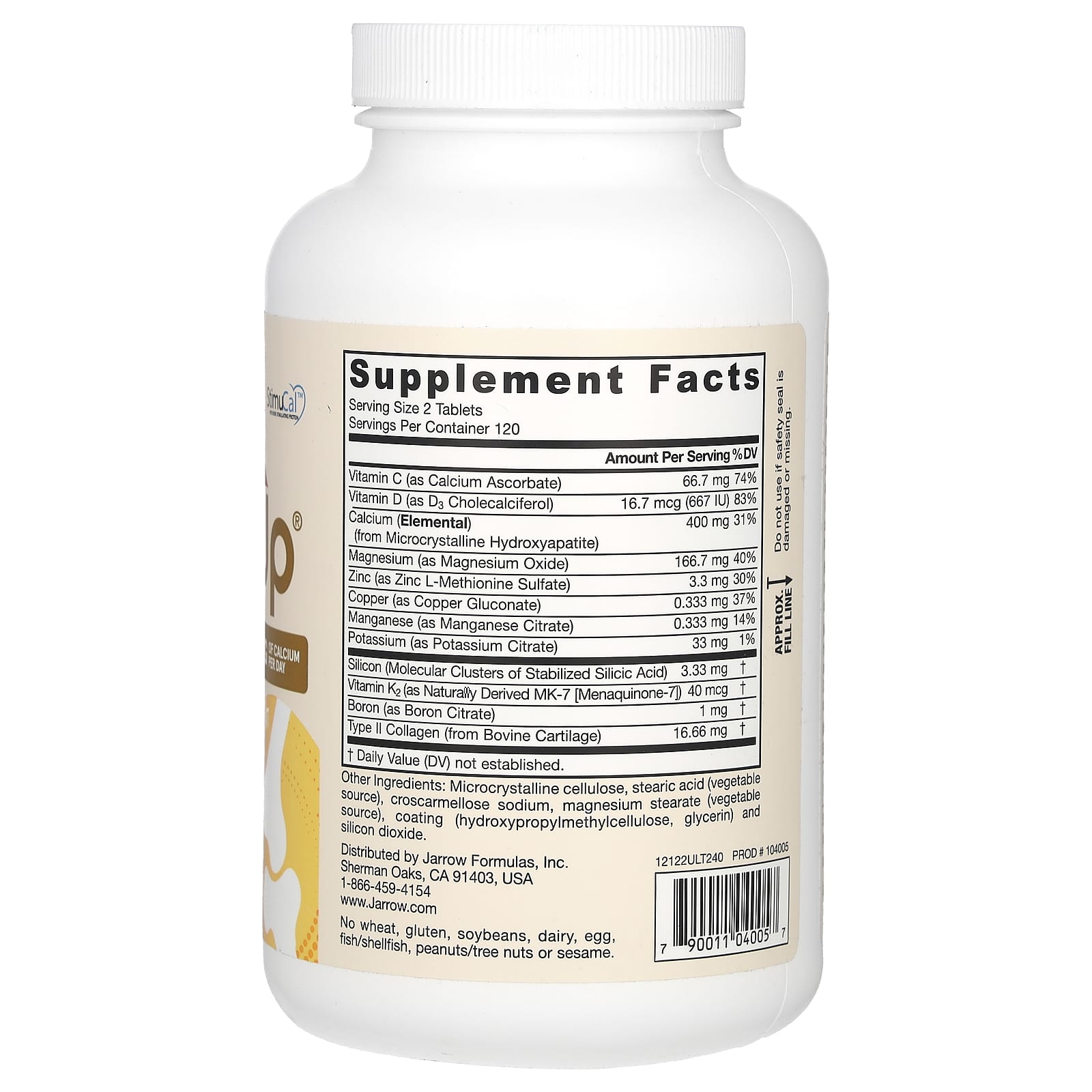 Jarrow Formulas Ultra BoneUp Calcium Supplement, 240 Tablets - Image 2
