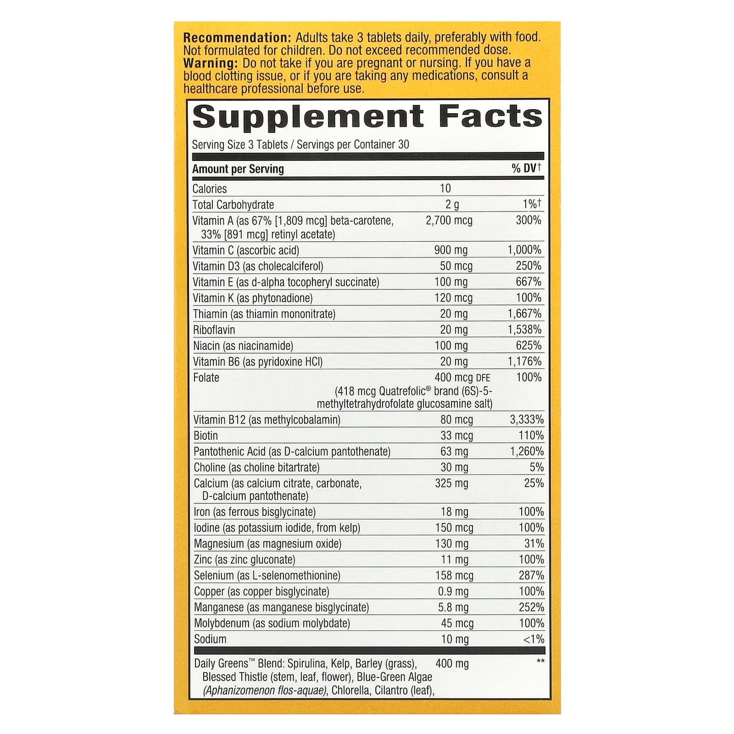 Nature's Way, Alive!® Max3 Potency, Adult Complete Multivitamin, With Iron, 90 Tablets - Image 2