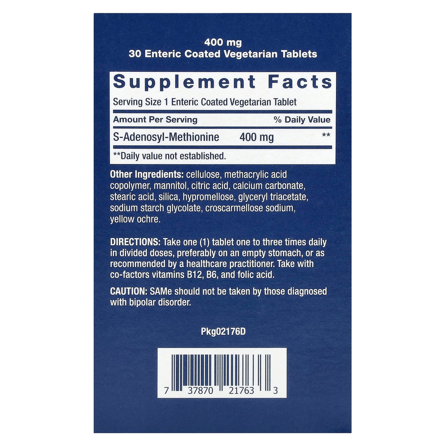Life Extension, SAMe, S-Adenosyl-Methionine, 400 mg, 30 Enteric Coated Vegetarian Tablets