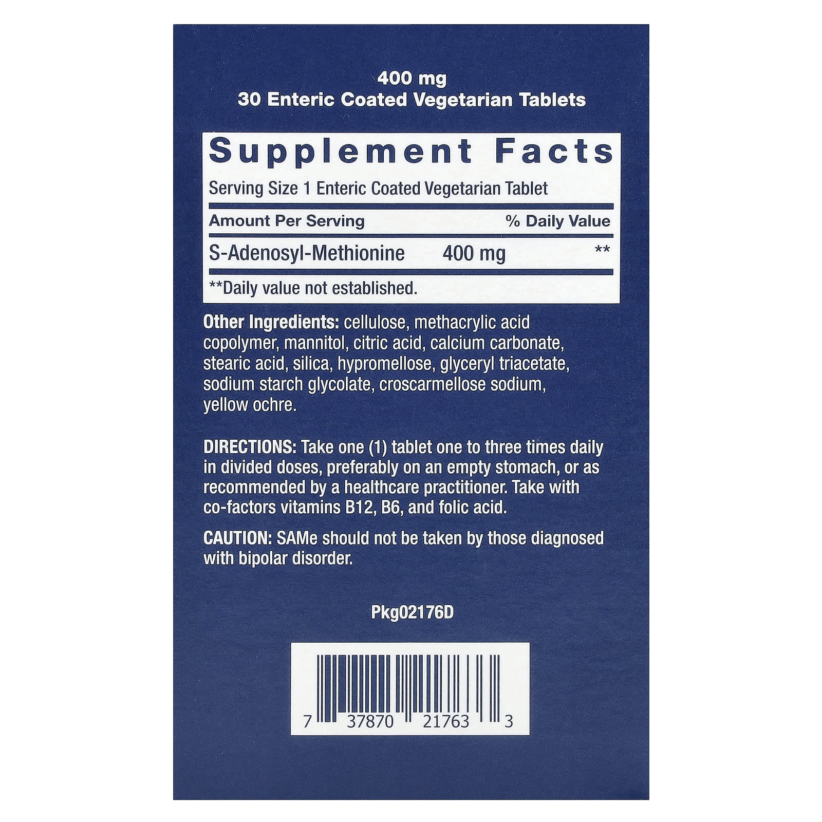 Life Extension, SAMe, S-Adenosyl-Methionine, 400 mg, 30 Enteric Coated Vegetarian Tablets