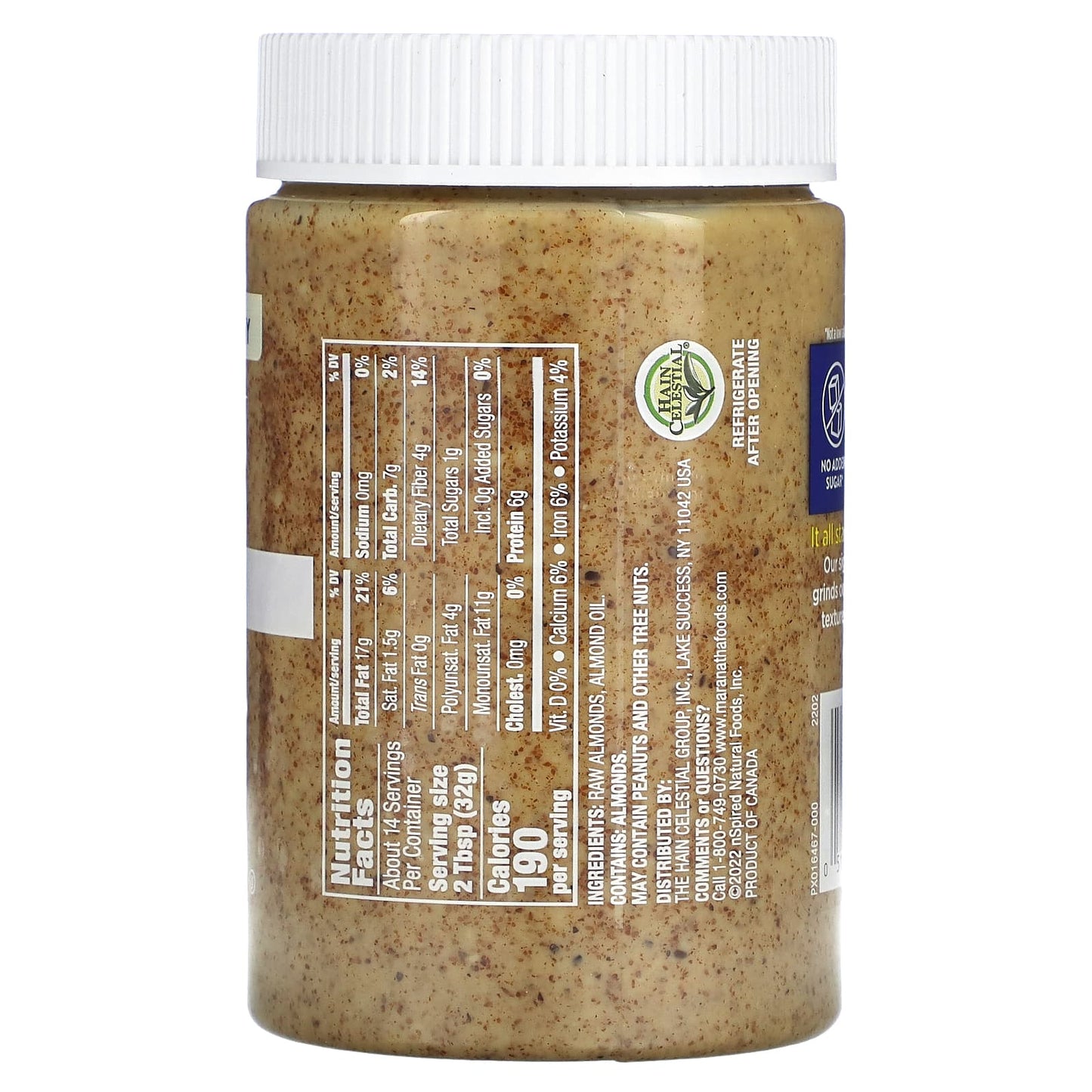 MaraNatha, Natural Raw Almond Butter, Creamy, 16 oz (454 g) - Image 2