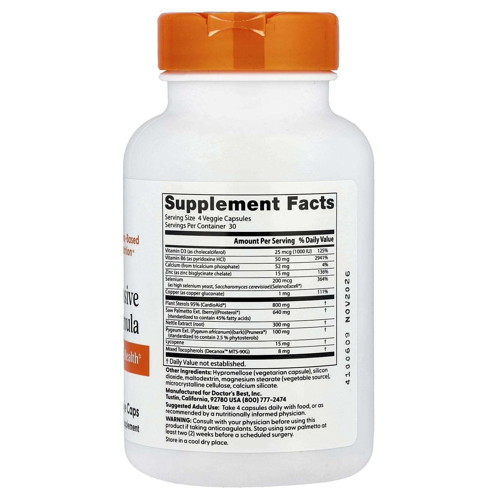 Comprehensive Prostate Support with Doctor's Best Formula, 120 Veggie Caps - Image 2