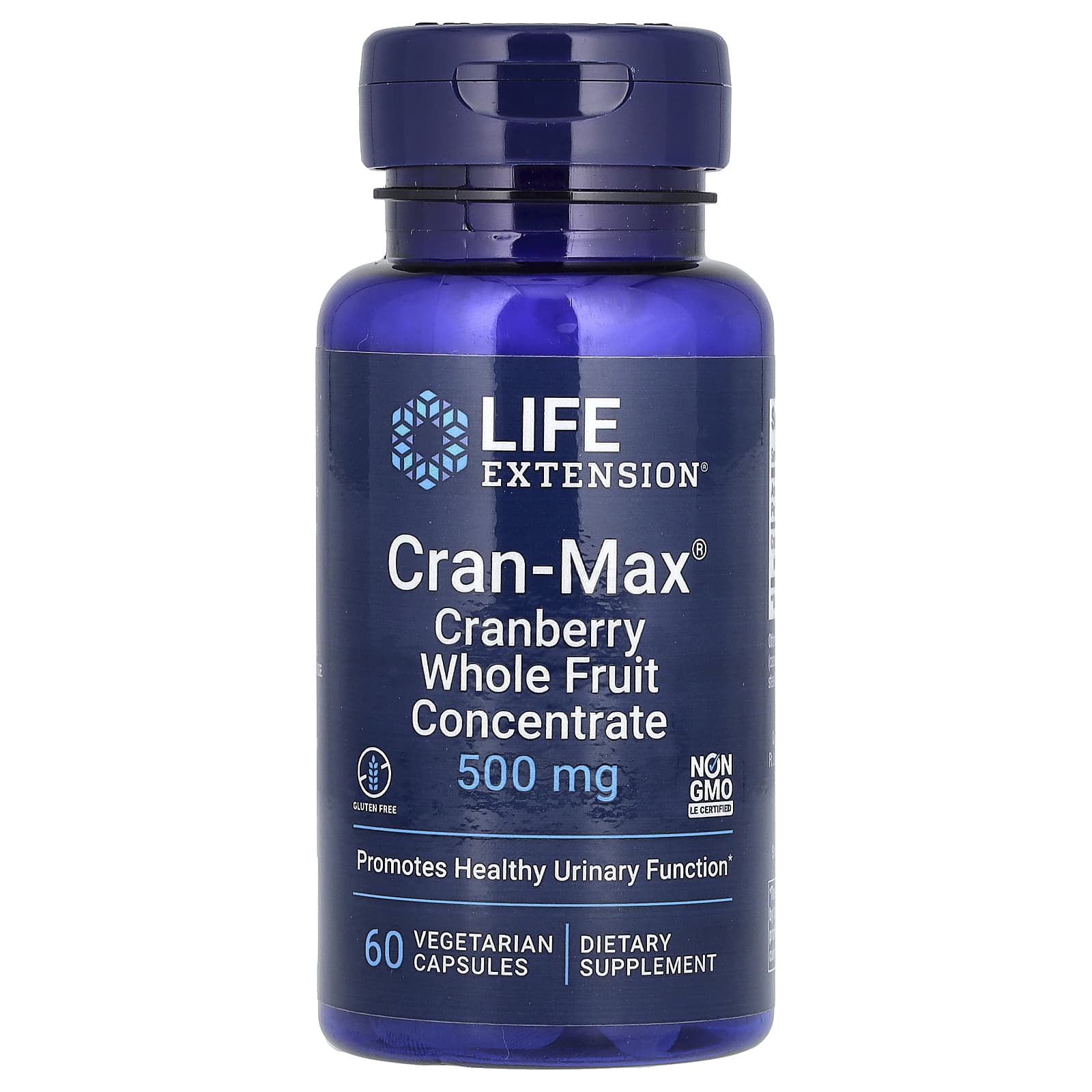 Life Extension, Cran-Max, Cranberry Whole Fruit Concentrate, 500 mg, 60 Vegetarian Capsules - Image 1