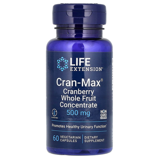 Life Extension, Cran-Max, Cranberry Whole Fruit Concentrate, 500 mg, 60 Vegetarian Capsules - Image 1