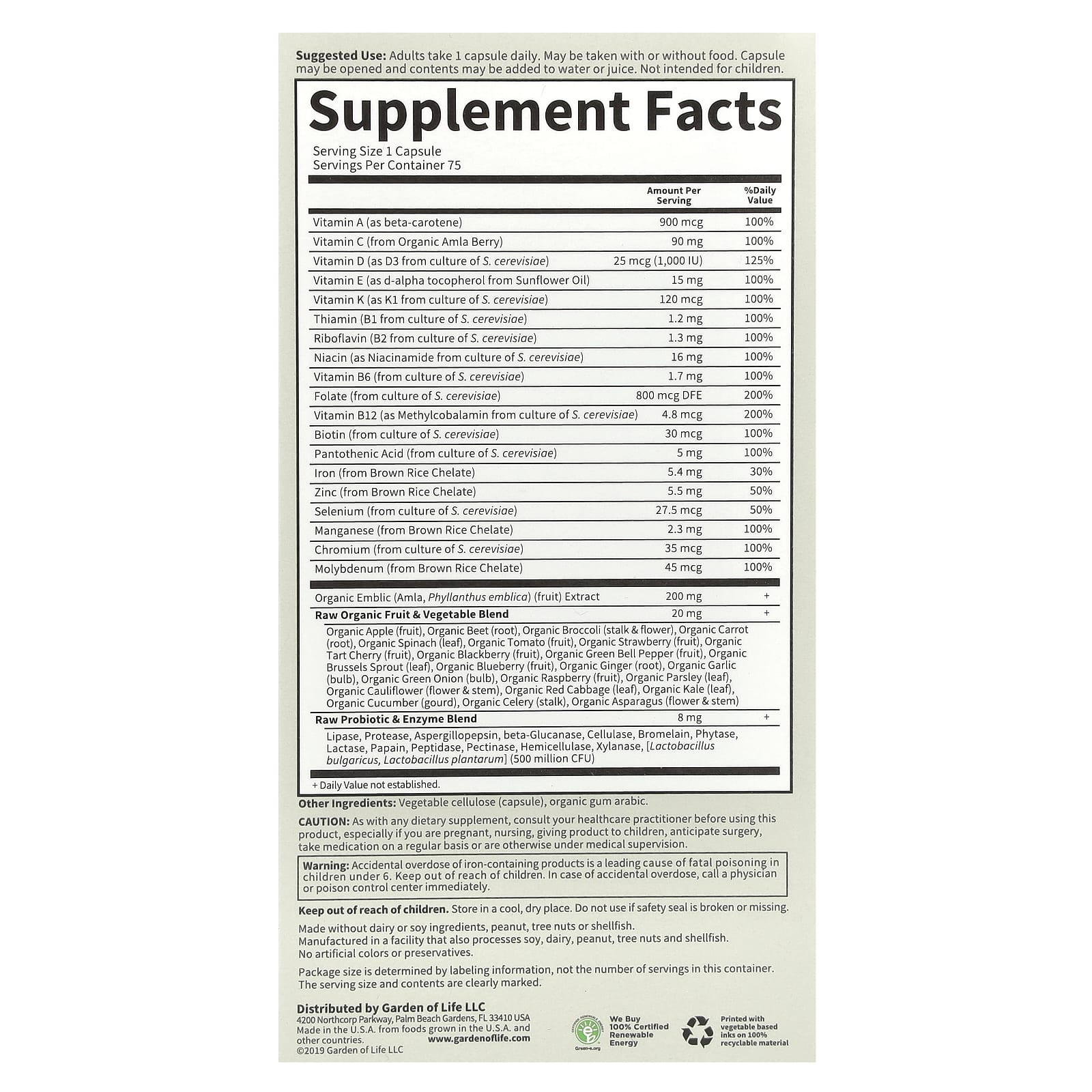 Whole Food Nutrition for Women: Garden of Life RAW One Daily Multivitamin - Image 2