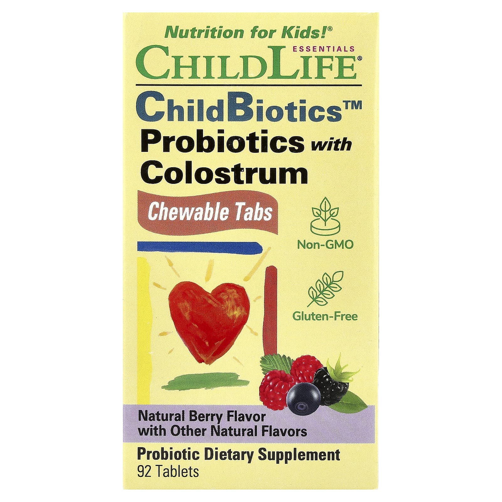 ChildLife Essentials Probiotics for Kids with Colostrum & Berry Flavor - 92 Chewable Tablets - Image 1