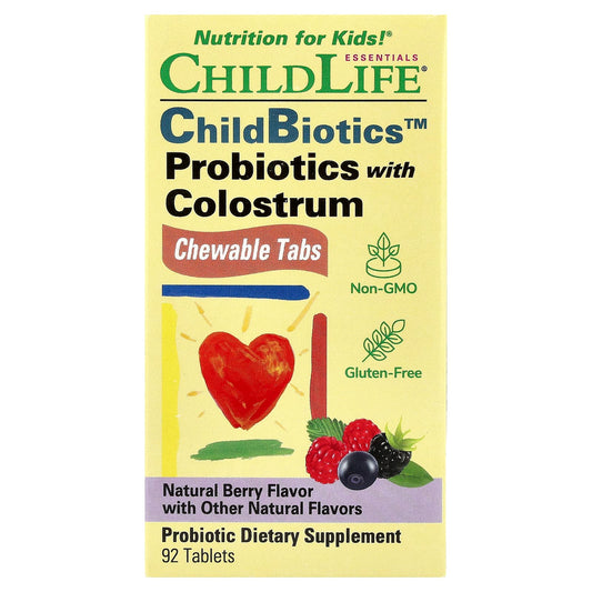 ChildLife Essentials Probiotics for Kids with Colostrum & Berry Flavor - 92 Chewable Tablets - Image 1
