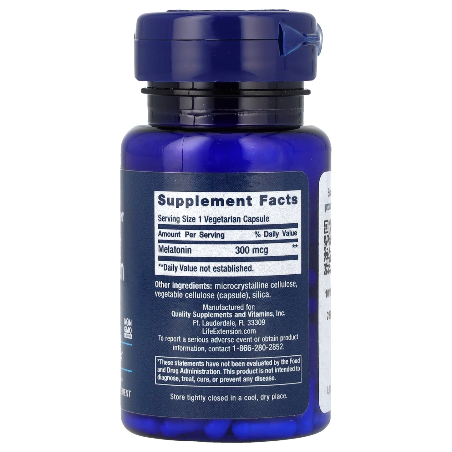 Life Extension, Melatonin, 300 mcg, 100 Vegetarian Capsules - Image 2