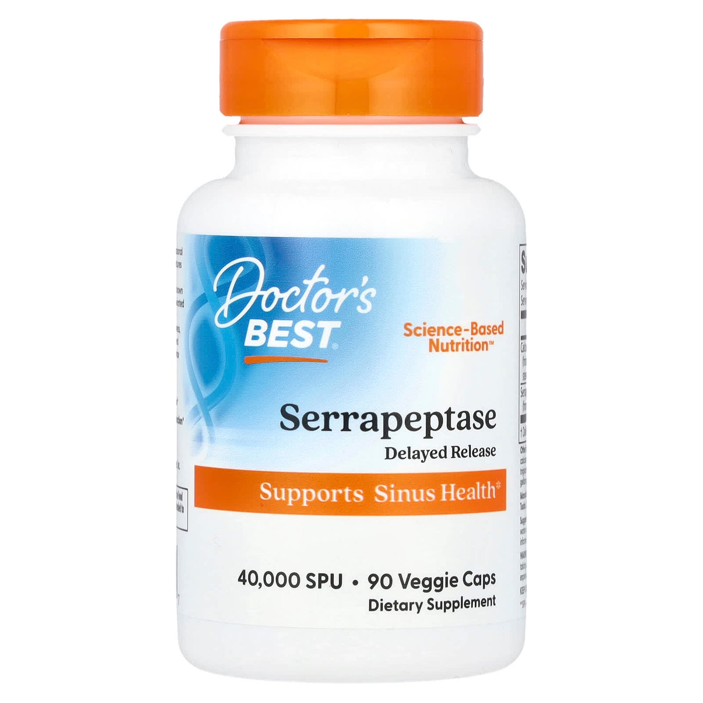 Doctor's Best Serrapeptase 90 Veggie Caps for Sinus Health - Image 1
