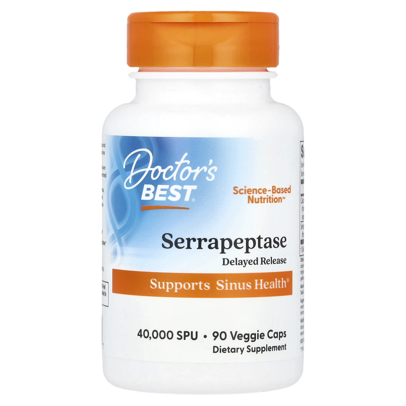 Doctor's Best Serrapeptase 90 Veggie Caps for Sinus Health - Image 1